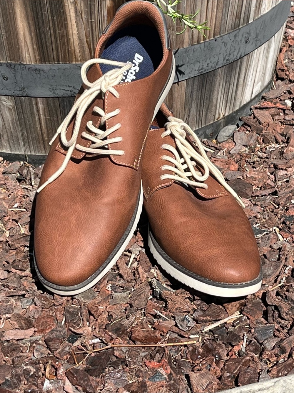 Dr Scholls Men's Sync Oxford Dress Sneakers Dark Tan with Cream Laces Mens 11W
